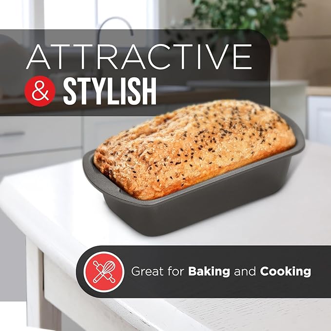 Nonstick Loaf Pan Set Pack of 4, 7" to 11" Large Baking Bread Pan, Oven Safe Up to 450°F, PFOA, PFOS, PTFE Free, Space Saving Stackable Design, Stain Resistant, Dishwasher Friendly, Gray Marble