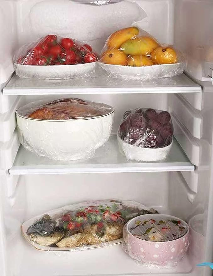 300PCS Elastic Food Covers Fresh Keeping Bags Disposable Stretchable Bowl Covers Universal Kitchen Wrap Seal Bags for Food Storage Bread Proofing and Outdoor Picnics, Adjustable Household Plastic Wrap