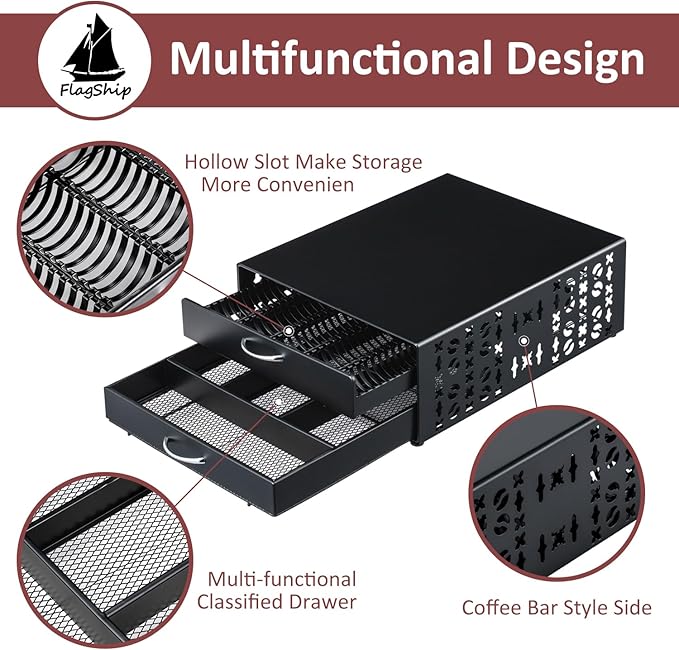 Flagship for Vertuo Pod Holder Coffee Accessories Organizar for Nespresso Pod Storage Large Capacity Fits All Size Coffee Station for Coffee Bar