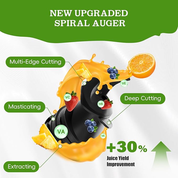 Cold Press Juicer, Juicer Machines with 4.35'' Wide Feed Chute, Stainless Steel Masticating Juicers Easy to Clean, Ergonomic Operational Panel Design, High Juice Yield, Platinum Color Knob