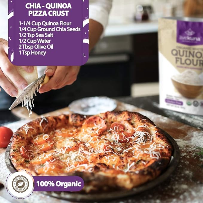 LiveKuna Organic Quinoa Flour - Gluten Free All Purpose Flour & Wheat Flour Alternative For Baking & Cooking Recipes - Vegan Quinoa Flour, Rich In Protein & Fiber for Keto & Paleo Diets, 32oz Bag