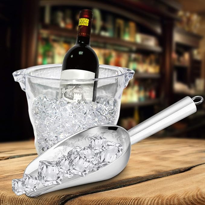 P&P CHEF Food Ice Scoop, Stainless Steel Scoop, Metal Candy Popcorn Flour Utility Scooper for Wedding Party Bar Kitchen Bath, Heavy Duty & Dishwasher Safe, (24oz, 1Pc)