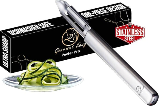 Stainless Steel Vegetable Peeler, Ultra Sharp Potato Peeler, Best for Peeling Veggie & Fruit, Seamless One-Piece Design, Peel Both Ways - Left & Right-Hand Friendly, Dishwasher Safe, 5-Year Warranty