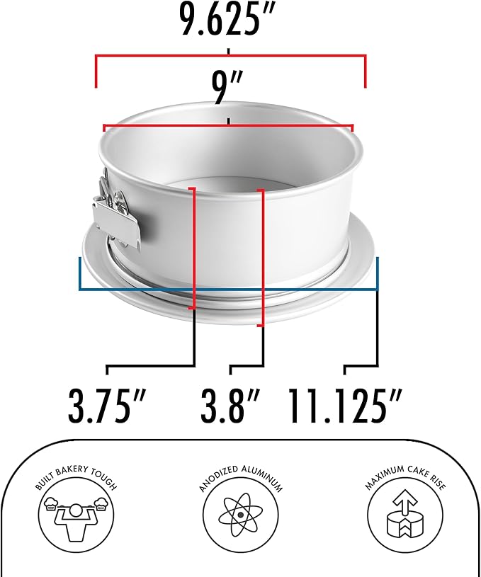 Fat Daddio's PSF-93 Anodized Aluminum Springform Pan, 9 x 3 Inch