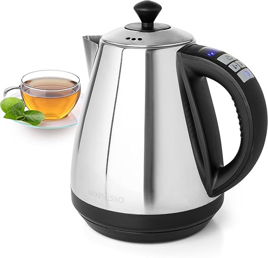 Mixpresso Electric Kettle Temperature Control, Hot Water Kettle Electric, Cordless 1 Liter Capacity, Keep Warm & LED Indicator, Auto-Shutoff, Boil-Dry Protection, Stainless Steel Electric Kettle