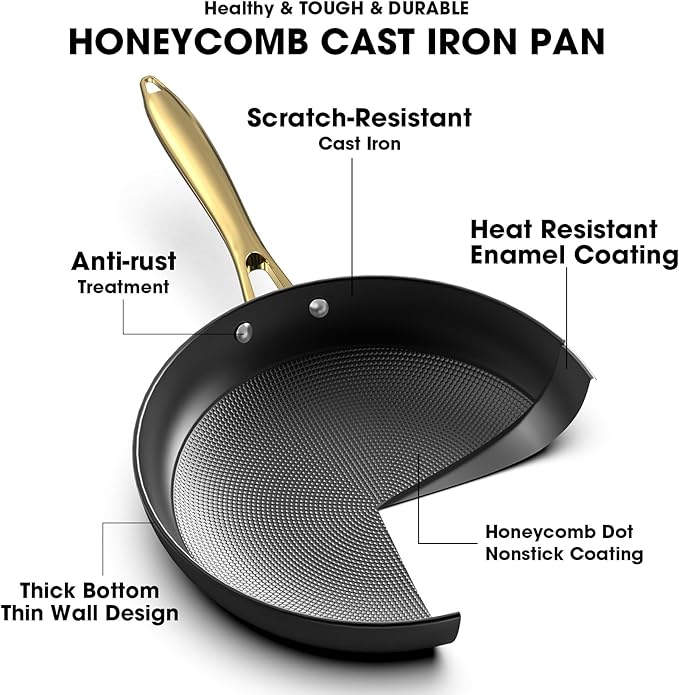 imarku Cast Iron Skillets, 12 Inch Cast Iron Pan, Professional Non Stick Frying Pans Long Lasting Nonstick Frying Pan Nonstick Pans Stay Cool Handle Easy Clean, Unique Birthday Gifts for Women/Men