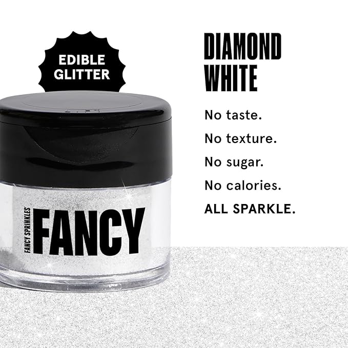 Fancy Sprinkles Diamond White Premium Edible Glitter, 100% Edible Glitter for Sparkling Food & Drinks No Taste or Texture (4gm)