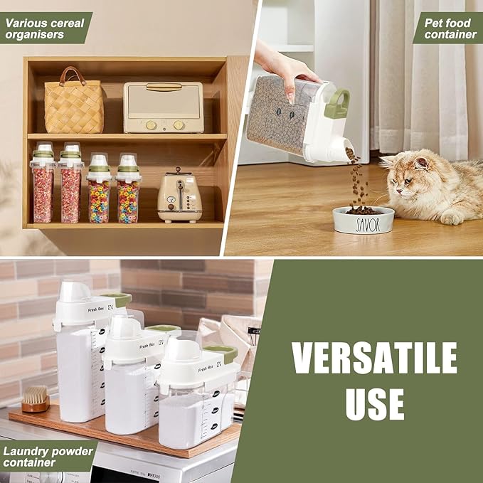 Cereal Storage Container 2Pack,85oz/2.5L Airtight Food Storage Containers With Lids,Organizers Storage With Measuring Cup for Beans,Sugar,Rice,Nuts,Snacks,Pet Food,Candy