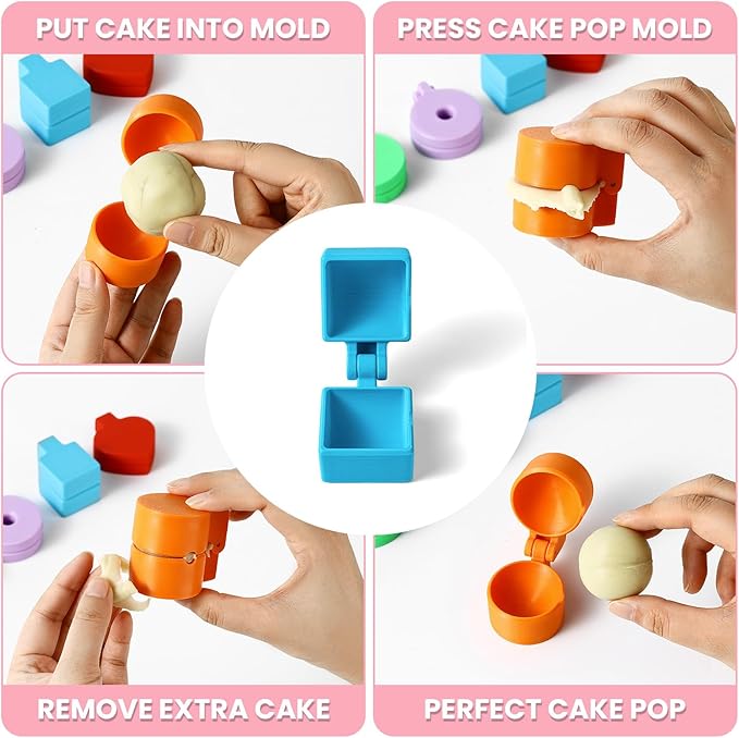 2 PCS Cylinder Cake Pop Mold Shapes Press Set, 3D Printed Cake Pop Cutter and Pusher, Baking Tools Accessories for Home Baking, Birthday Parties, Wedding Desserts