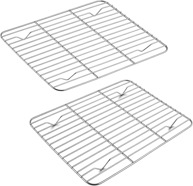 TeamFar Cooling Rack, 9.75” x 7.5” Stainless Steel Wire Baking Rack for Cooking Roasting Grilling, Fit for Oven Pan, Oven & Dishwasher Safe, Non-toxic & Heavy-Duty, 2PCS