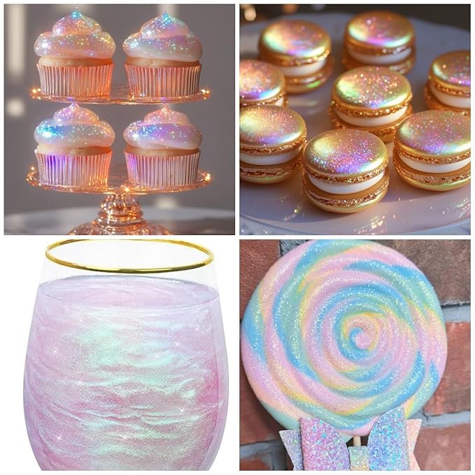 Iridescent Edible Glitter - Herbeklab Edible Glitter Spray 10g Edible Iridescent Glitter for Cakes Food Grade Drink Glitter Rainbow Edible Glitter for Cocktails Chocolate Strawberry