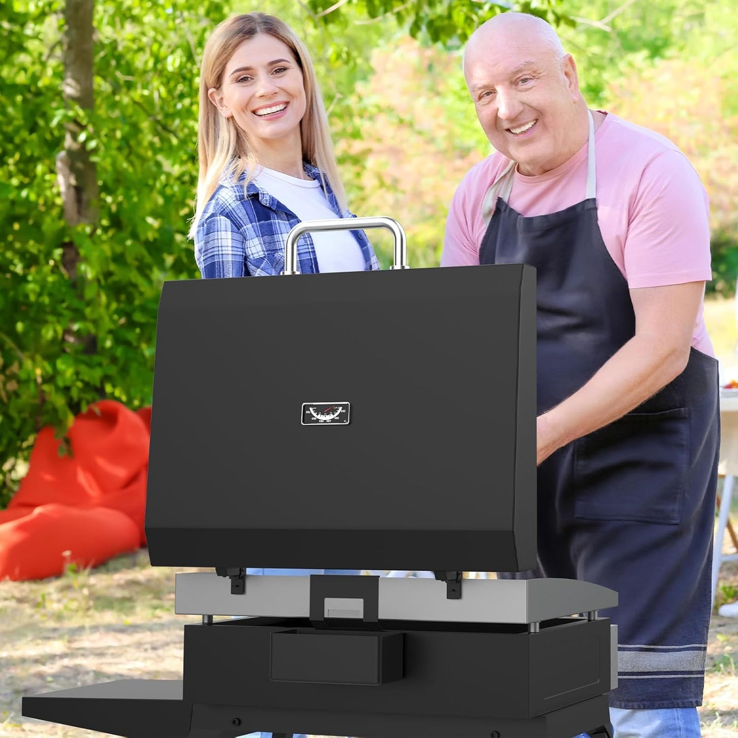 Upgraded Griddle Hinged Lid for 22" Blackstone 1666 1813 1833 1842 2144 1891 2203 2304 2271 1935 and More, Hard Cover Hood with Thermometer for Blackstone 22 Inch Griddle Accessories