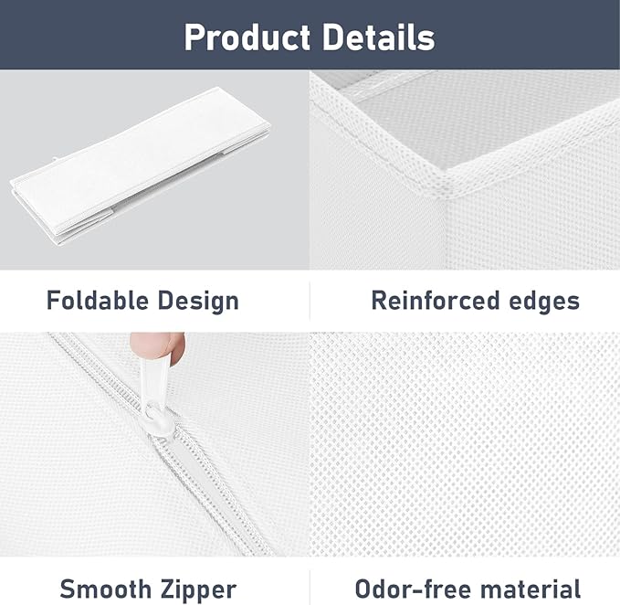 DIMJ Drawer Organizer Clothes, 8 Pack Dresser Organizer, Foldable Closet Organizers and Storage, Fabric Dresser Bins, Drawer Dividers for Nursery, Baby Clothes, Underwears, Sock (white)