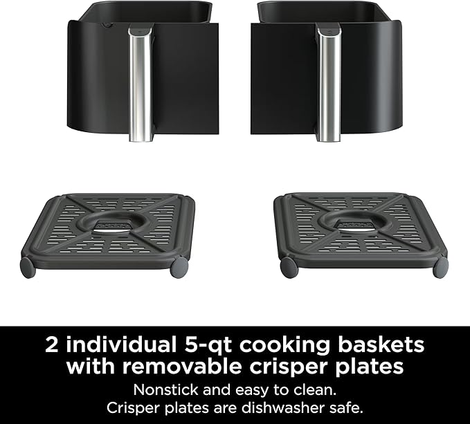 Ninja R-AD300CO Foodi 6-in-1 10-qt. XL 2-Basket Air Fryer with DualZone Technology, Black - Certified Refurbished