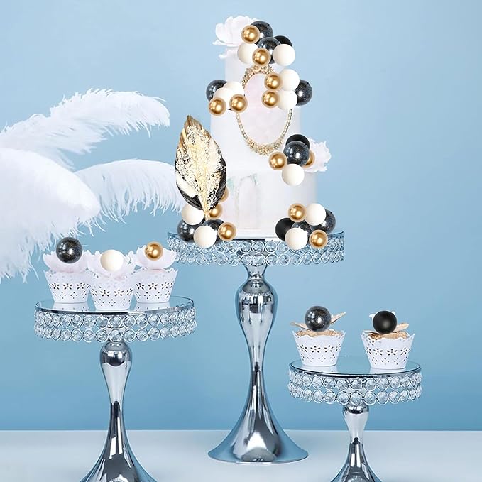 Gyufise 21 Pack Flower Boho Cake Topper Ball Cake Decorations Palm Leaves Plants Cake Decor for Girl Bohemian Princess Theme Wedding Baby Shower Birthday Party Supplies Black Gold