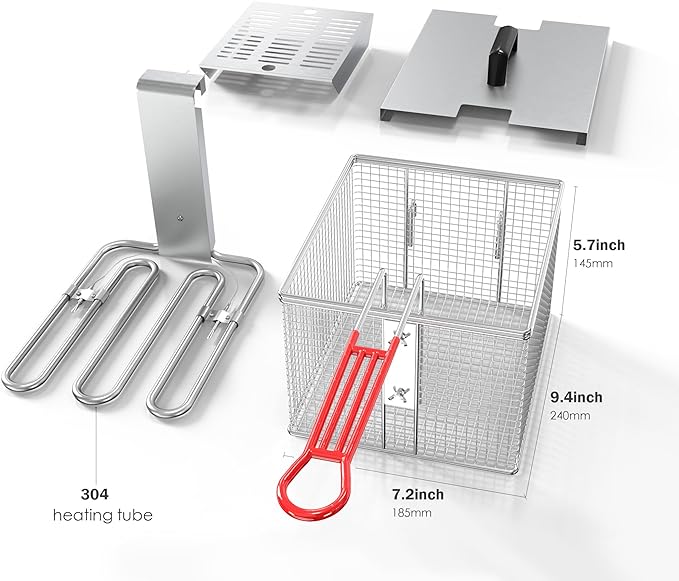Deep Fryer 12L Large Electric Fryer with Oil Drain and Timer Deep Fryer with Basket and Lid Stainless Steel Countertop fryer Commercial Fryer for Restaurant and Home Kitchen 120V 1750W