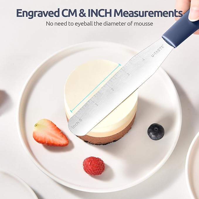 U-Taste 6in Cake Icing Spatula: Flexible Decorating Frosting Knife with Straight Thinner Stainless Steel Blade, Smooth Spreading Tools with Comfortable PP Handle for Cream, Cupcake (Midnight Blue)