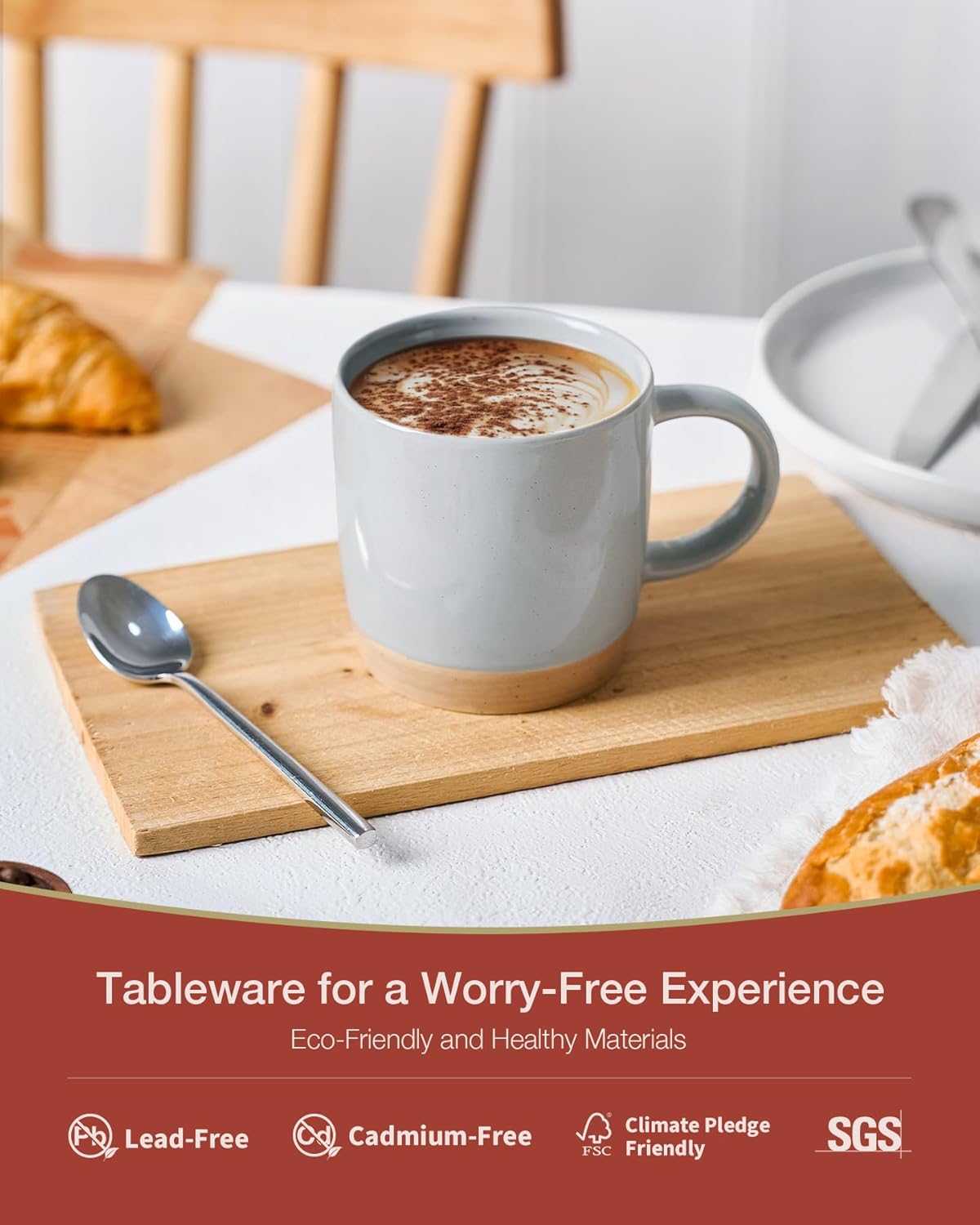 famiware Coffee Mugs for 4, 12 oz Mug Set, Dringking Cup with Handle for Coffee, Tea, Cocoa, Milk, Milkyway serise, Ligth Gray