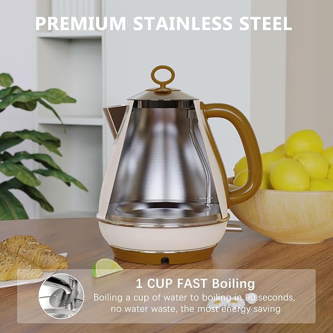 1.7L Electric Kettles, BPA Free Tea Kettle, Hot Water Boiler Heater, Stainless Steel Teapot, Auto Shut-Off & Boil-Dry Protection, 120V/1500W