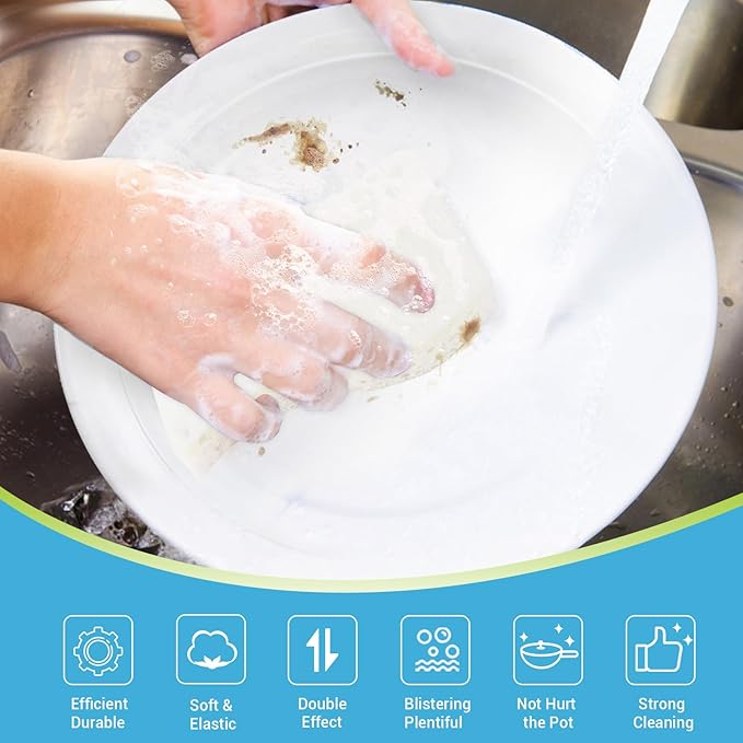 AIDEA Non-Scratch Scrub Sponge-6Count, Sponges Kitchen, Natural Sponge for Non-Stick Cookware, Cellulose Sponges for Dishes, Cleaning Power for Kitchen, Bathroom, Household