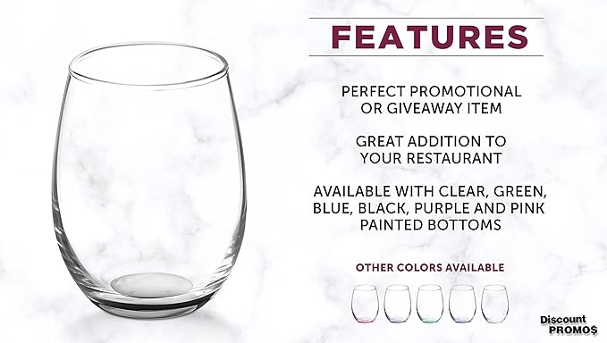 DISCOUNT PROMOS Stemless Wine Glasses by ARC 5.5 oz. Set of 12, Bulk Pack - Perfect for Hotel, Bar, Restaurant or Lounge - Black