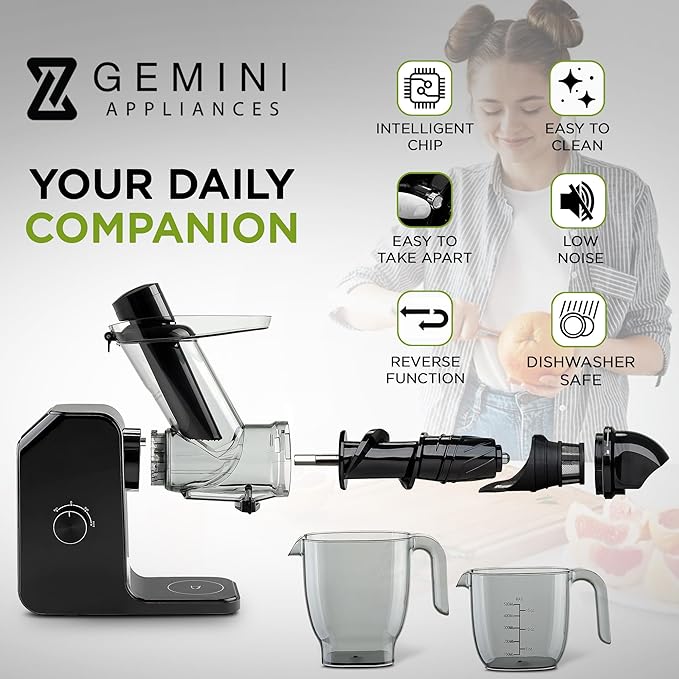 Cold Press Juicer Machine | 3 Inch Wide Chute | High Nutrition & Juice Yield | 3 Juicer Modes | Easy to Clean | Slow Masticating Juicer for Vegetables and Fruits [White]