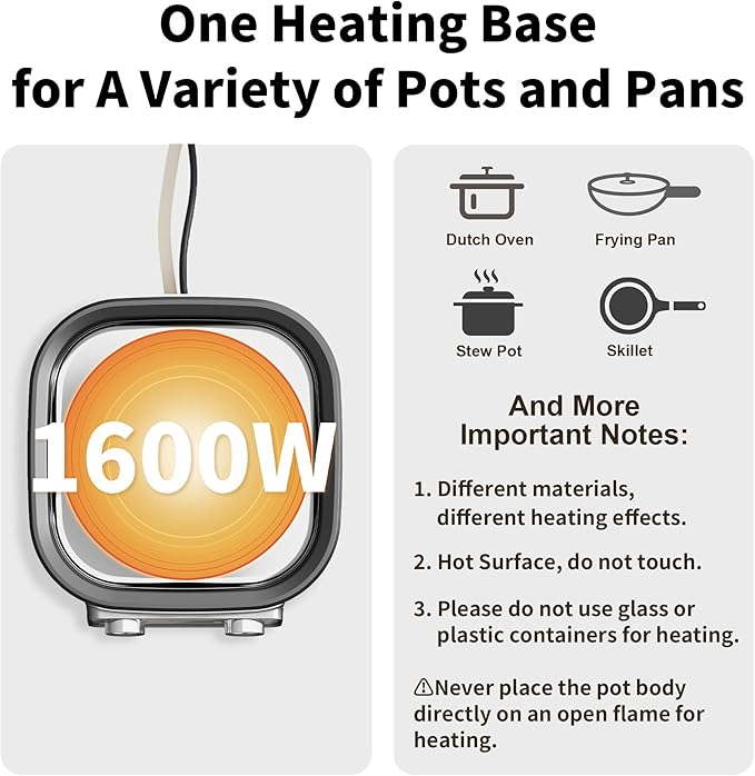 6-Quart Electric Skillet Hot Pot | Non-Stick PFOA-Free Ceramic-Coated Pot, 1600W, Timer & 3 Power Settings for Family Meals