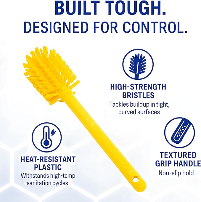 SPARTA Large Water Bottle Brush Ideal for Wide-Mouth Jars, Bottles and Tumblers, Dishwashing Tool with Handle for Home and Commercial Kitchens, Plastic, 12 Inches, Yellow