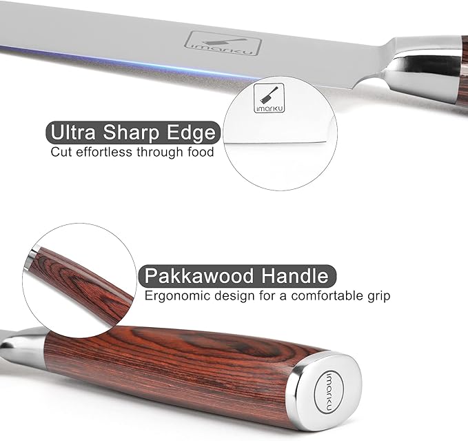 imarku Chef Knife - Pro Kitchen Knife 8 Inch Chef's Knives High Carbon Japanese SUS440A Stainless Steel Sharp Paring Knife with Ergonomic Handle, Red Handle, Gifts for Men and Women