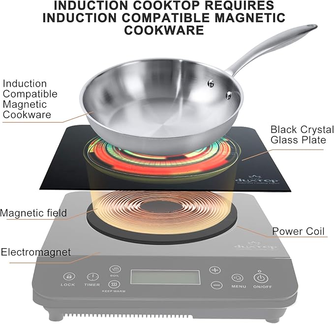 Duxtop Portable Induction Cooktop, Countertop Burner Induction Hot Plate with LCD Sensor Touch 1800 Watts, Black 9610LS BT-200DZ