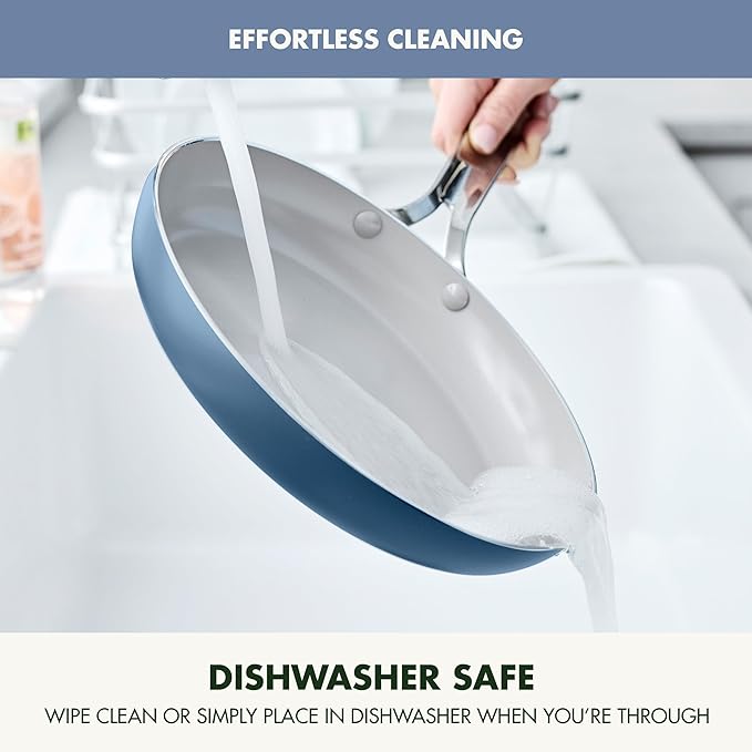 GreenPan Nova 10-Piece Cookware Pots & Pans Set, Oprah’s Favorite Things 2024, PFAS-Free Ceramic Nonstick, Fry, Sauté, Stockpot, Utensils, Lids, Induction Suitable, Dishwasher & Oven Safe, Ocean Blue