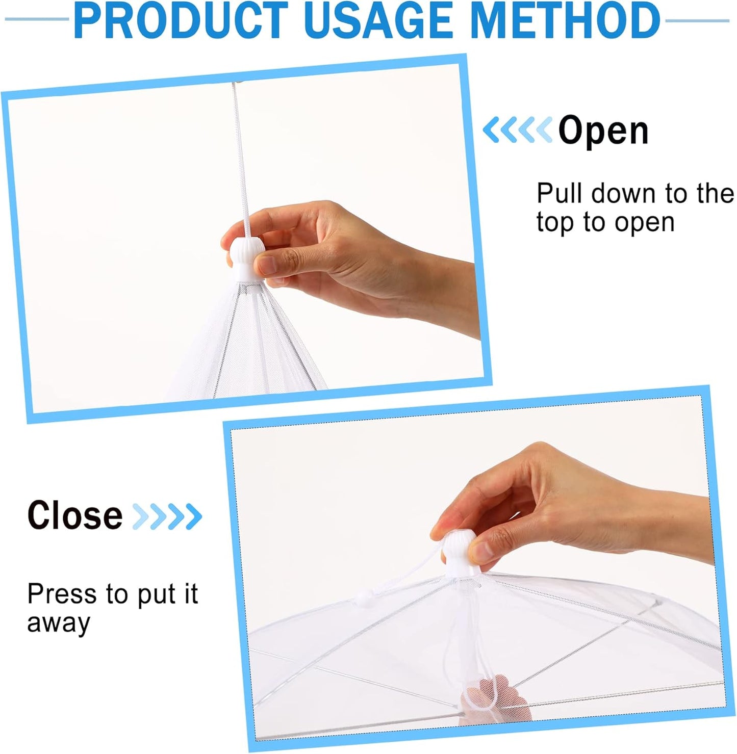 JULBEAR 4 Pcs Mesh Food Cover Tent Large and Tall Umbrella Food Screen Covers for Outside Pop-up Mesh Reusable Food Nets for Parties Picnics Outdoor BBQs Collapsible (2 Pcs 17"x17", 2 Pcs 14"x14")