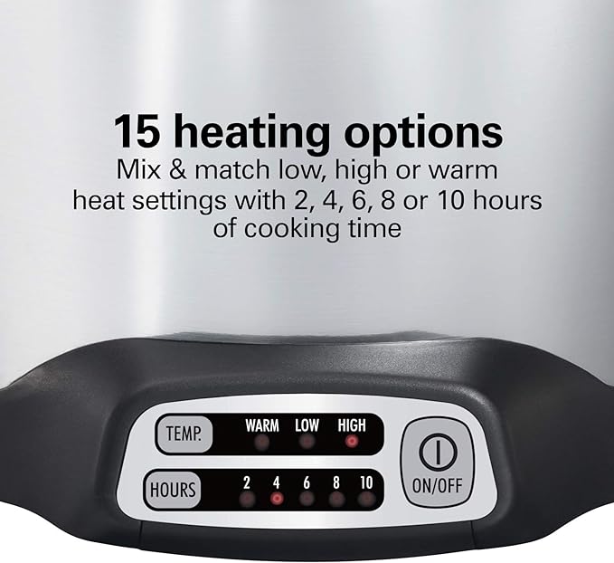 Hamilton Beach Sear & Cook Stock Pot Slow Cooker with Stovetop Safe Crock, Large 10 Quart Capacity, Programmable, Silver (33196)