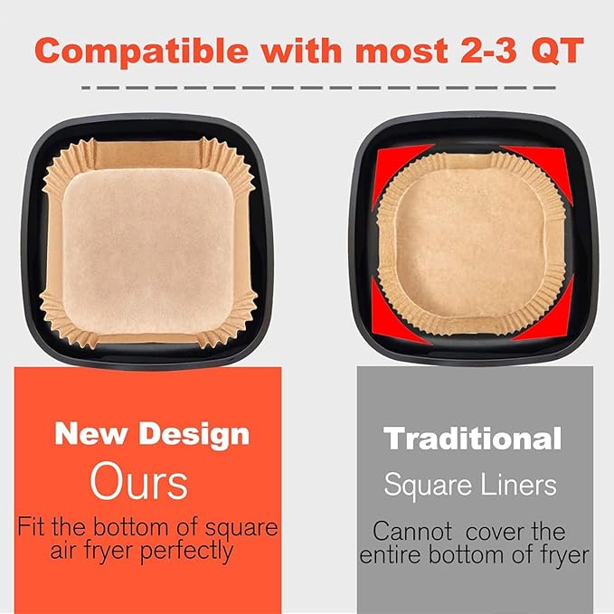 Small Air Fryer Liners, Mini Air Fryer Liners, 2 2.1 2.6 3qt Air Fryer Liners, Air Fryer Liners Disposable 2 qt for Cosori Mini Air Fryer, Instant Vortex Mini, Chefman TurboFry, DASH Tasti-Crisp