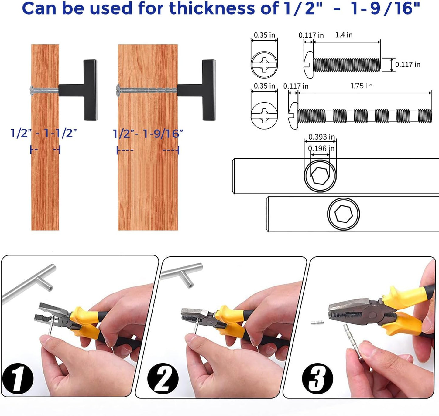 Ravinte 5 Pack Solid Single Hole Slim Square Bar Drawer Handles - Cabinet Hardware Pulls in Matte Black - Kitchen and Bathroom Handles