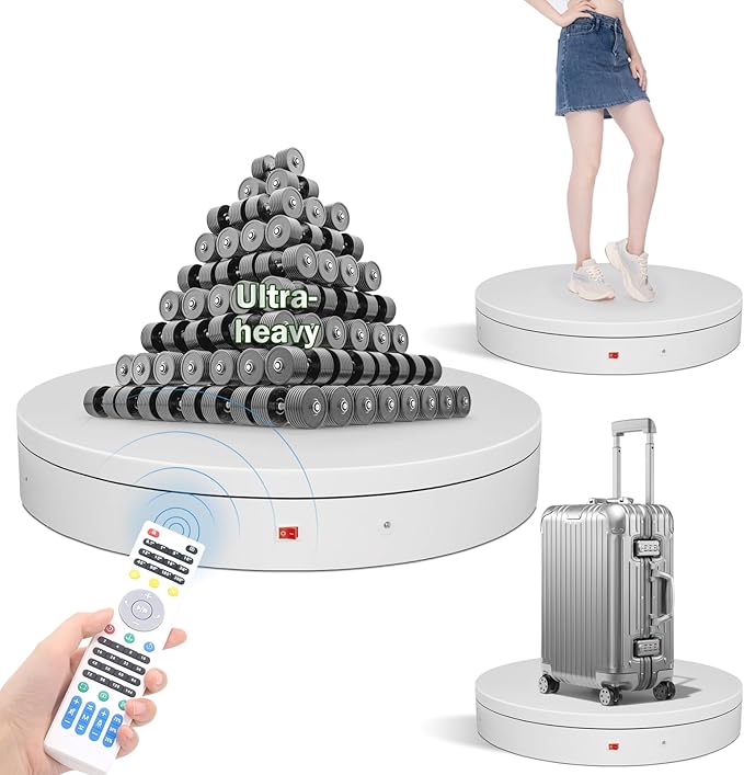 15.8In Remote Motorized electric turntable Rotating platform Photography Turntable Motorized lazy susan Base giratoria para for Photography,3D Scanner,Heavy duty display(Load Range:220~500lbs)