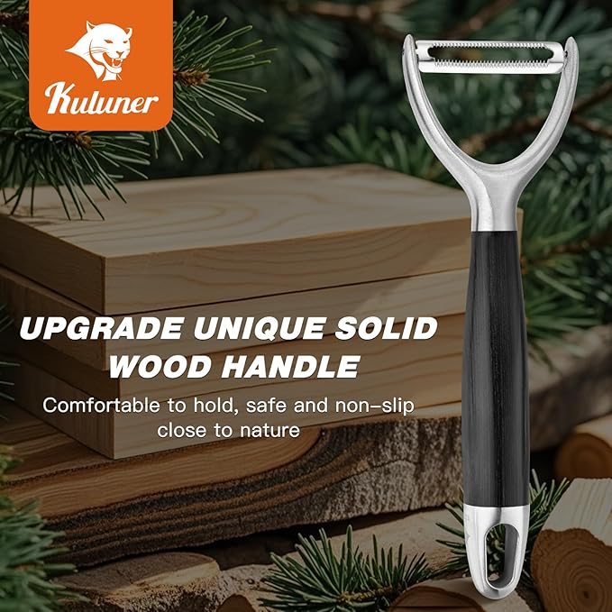 304 Stainless Steel Multi-Function Kitchen Peeler - With Solid Wood Handle, Sharp Durable Blade, Effortlessly Peels Vegetables and Fruits, Essential Kitchen Tool（ Type Y ）