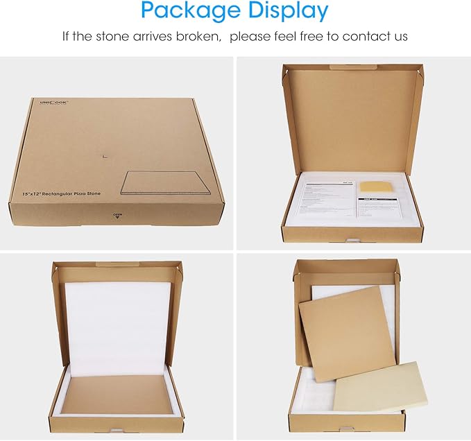 Unicook Pizza Stone, Heavy Duty Cordierite Pizza Pan for Oven and Grill, Thermal Shock Resistant Baking Stone for Bread, 15 X 12 Inch Rectangular, 6.6 lbs