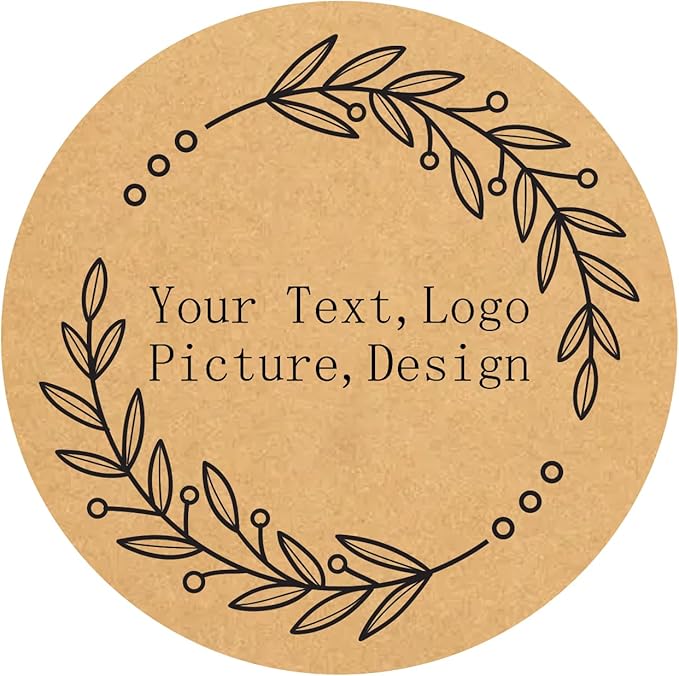 Custom Stickers Kraft Paper Labels Personalized Withe Text, Business Logo Customized Food Jars Labels Bakery Label Sticker Package Favor Canning Circle 100pcs (Style 6)