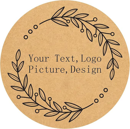 Custom Stickers Kraft Paper Labels Personalized Withe Text, Business Logo Customized Food Jars Labels Bakery Label Sticker Package Favor Canning Circle 100pcs (Style 6)