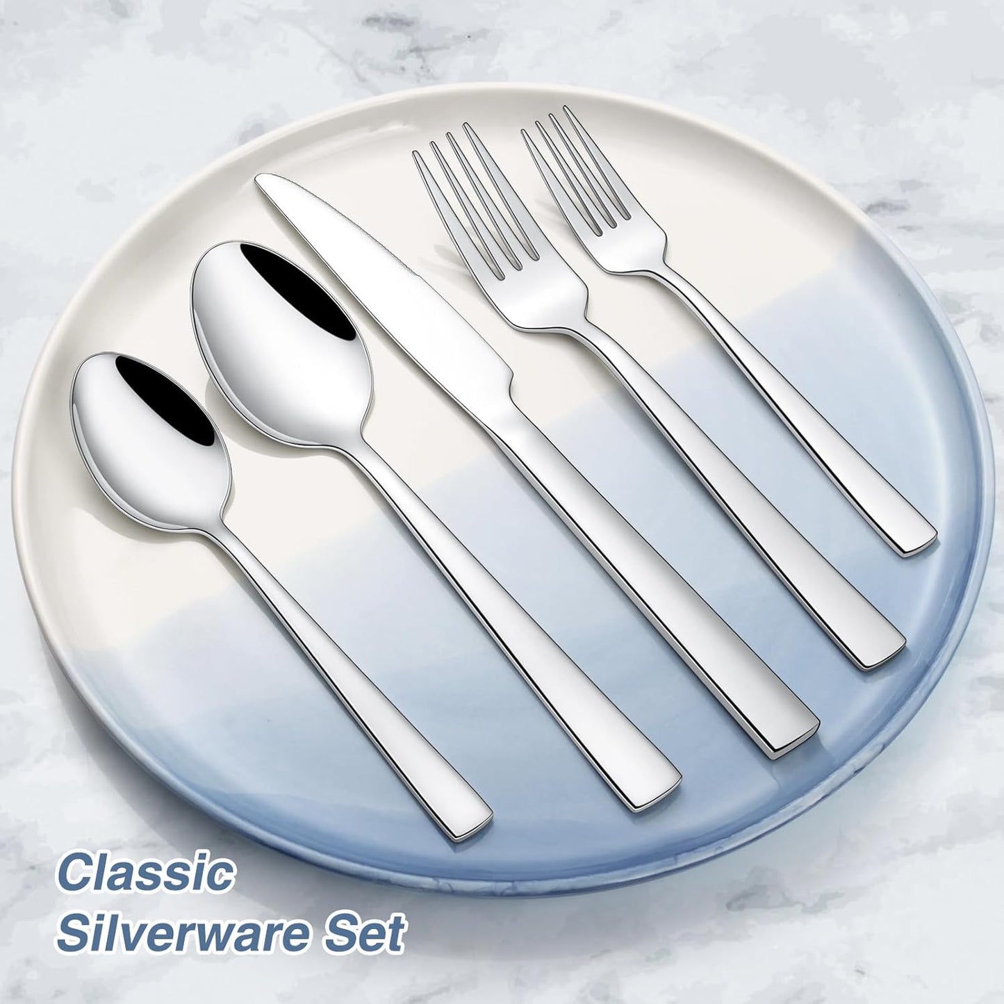 40 Piece Silverware Set For 8,Stainless Steel Flatware,Tableware Set Include Spoons/Forks/Knives,Yoehka Mirror Polished Cutlery/Utensil Set For Home Kitchen Restaurant Hotel,Dishwasher Safe