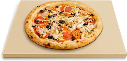 Pizza Stone for Oven and Grill 15 x 12 Inch, Rectangular Baking Stone for Bread, Heavy Duty Ceramic Pizza Pan, Thermal Shock Resistant Safe for Bread, Pies and More