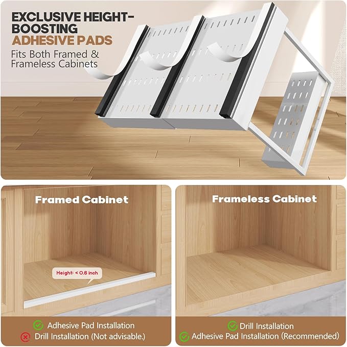 1-Pack L-Shape Expandable Under Sink Organizer with 3 Ball-Bearing Slide Rails,2-Tier Pull-Out Under Cabinet Storage Shelf for Kitchen & Bathroom,Height-Adjustable Slide-Out Cabinet Drawer-White