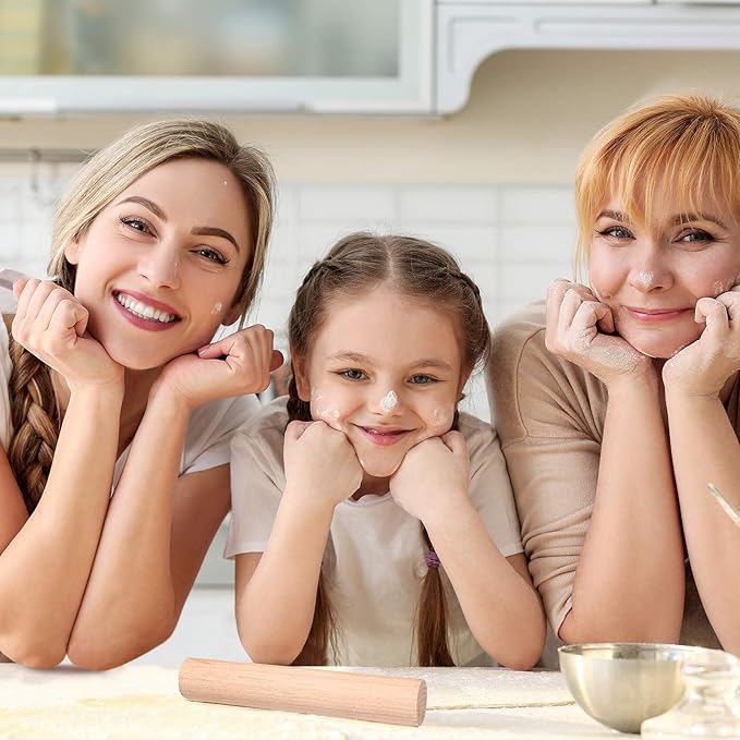 Small Wooden Rolling Pin, Dumpling Dough Roller Wooden Mini Rolling Pins Kitchen Utensil Tool for Fondant, Pasta, Bread, Pastry, Cookies, Pizza, Pie, Cylinder Style, 6.3 Inch (3 Pieces)