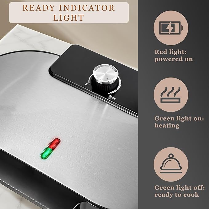 Double Waffle Maker 6 Inch, 1200W Belgian Waffle Maker for Breakfast and Snacks, Makes 2 Personalized Individual Keto Chaffles, Waffle Iron with Nonstick Plates, Temperature Knob, Black