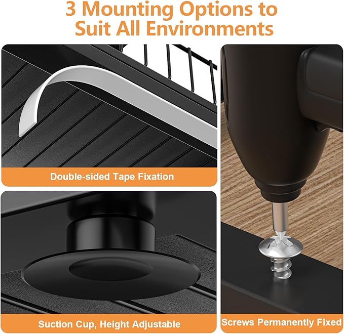 Under Sink Organizer, High Adjustable 2 Tier Under Kitchen Sink Organizer, Multi-Purpose Storage Shelf for Kitchen Bathroom Cabinet, Black