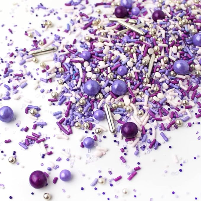 Sprinkle Pop Perfectly Purple Sprinkle Mix| Monochromatic Mix of Rich Purple White & Lavender Sprinkles Made in USA for Decorating Valentine’s Day Bridal Shower Birthday Cakes Cookies Cupcakes, 2oz