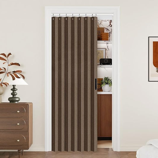 Vatge Door Curtains for Doorways - Brown Curtains for Closets Doors Privacy Room Divider for Room Separation,1 Panel with Tieback, W39 x L78, Brown