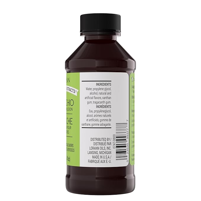 Lorann Oils Pistachio Bakery Emulsion: Genuine Pistachio Aroma, Perfect for Boosting Nutty Notes in Baked Goods, Gluten-Free, Keto-Friendly, Pistachio Extract Substitute Essential for Your Kitchen