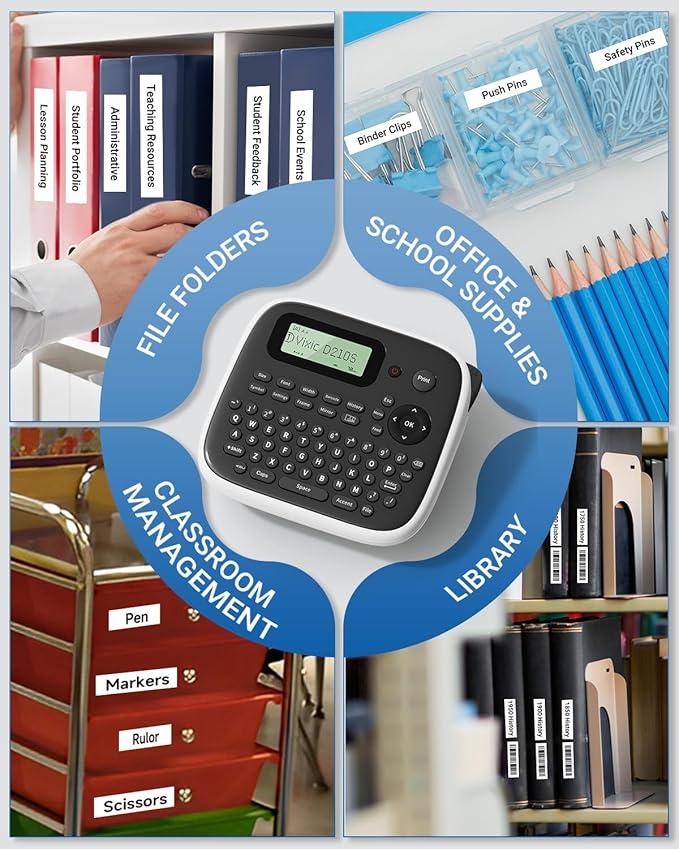 Label Makers, Label Maker Waterproof-Labels, D210S Label Maker Machine with Tapes, Portable Label Machine with Keyboard Powered by Type-C, Handheld Labeler Machine for School Office Organization